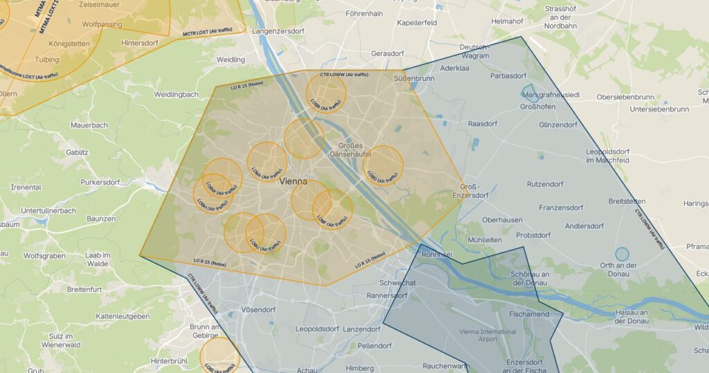 Drohnenkarte Wien Kontrollzone ROLIN